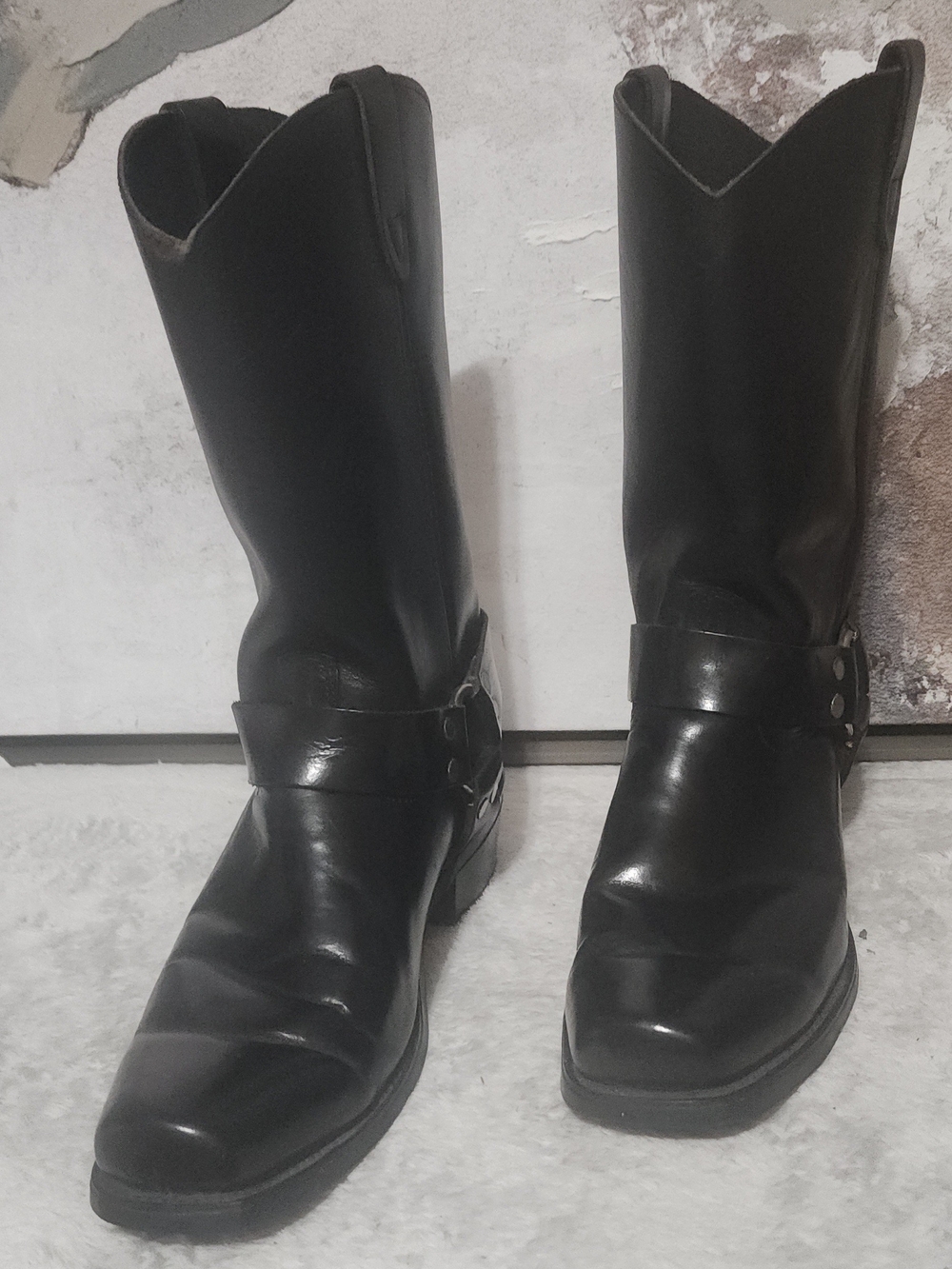 Vintage 90s Dingo Black Leather Biker Harness Boots Men's 11D Made in USA